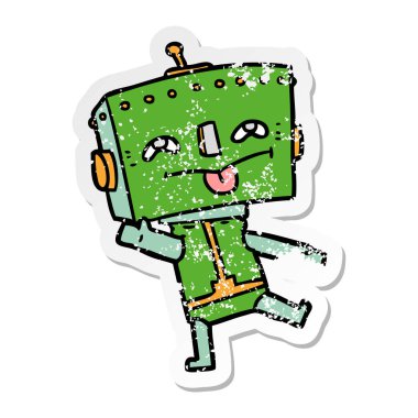 bir çizgi film robot sıkıntılı etiket