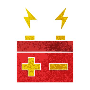 Retro illüstrasyon tarzı çizgi film elektrik pil