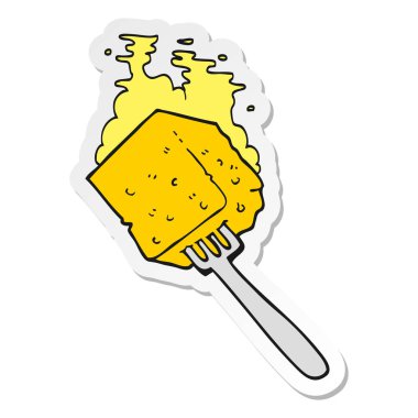 bir çizgi film peyniri çatal üzerinde etiket