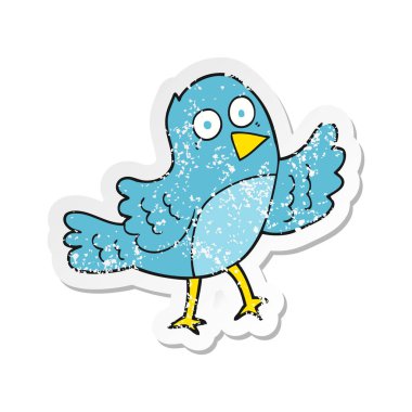 bir karikatür kuş Retro sıkıntılı etiket