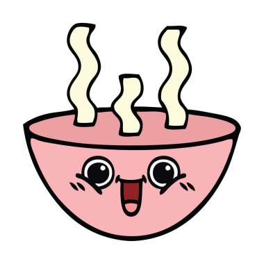 bir kase sıcak çorba sevimli çizgi