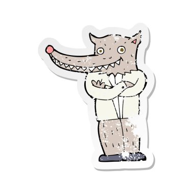 bir çizgi film Kurt adamın Retro sıkıntılı etiket