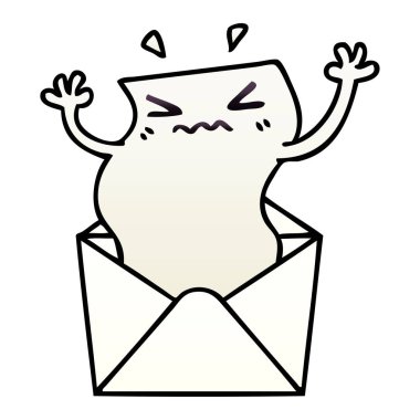 ilginç degrade çizgi film mektup ve zarf gölgeli