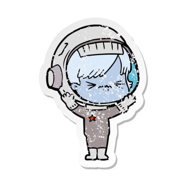 bir kızgın çizgi film alan kızın sıkıntılı etiket