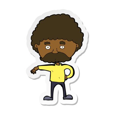 etiket bir çizgi film adamın kamp jest yapma bıyıklı