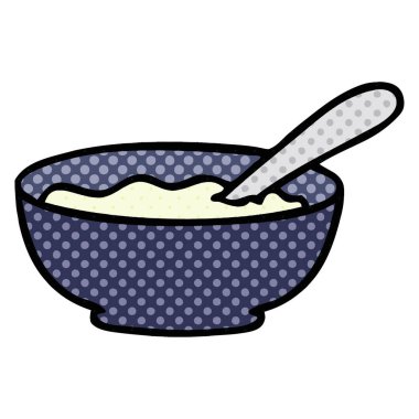 çizgi roman tarzı ilginç karikatür kase yulaf lapası