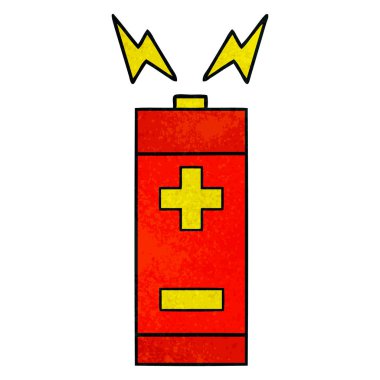 Retro grunge doku karikatür bir pil