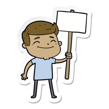afişini mutlu karikatür adamla etiket