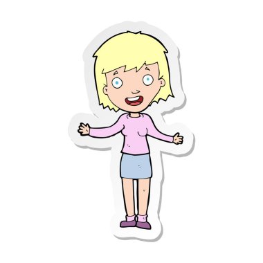 bir çizgi film heyecanlı kadın etiketi