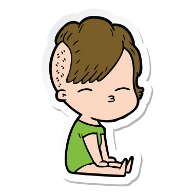 bir çizgi film kısma kız etiketi