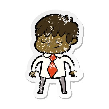 sıkıntılı etiket bir karikatür mutlu çocuk