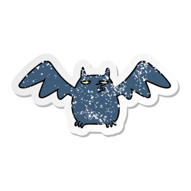 sıkıntılı etiket karikatür bir gece yarasadan doodle