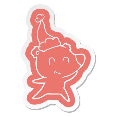 kadın ayı ilginç çizgi film etiketi giyen Noel Baba şapkası