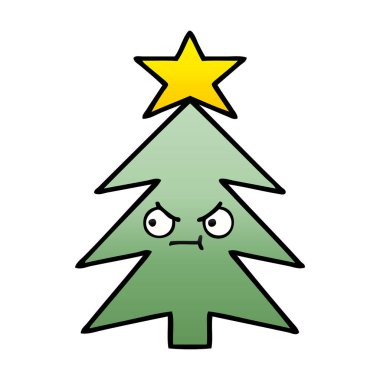 Degrade gölgeli karikatür Noel ağacı