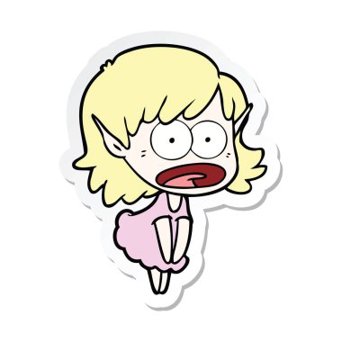 bir çizgi film şok elf Girl etiketi