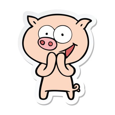 neşeli domuz çizgi film etiketi