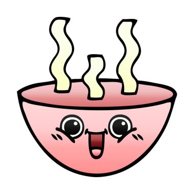 Degrade gölgeli karikatür tas sıcak çorba