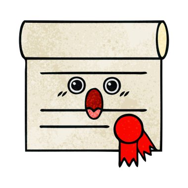 Retro grunge doku karikatür sertifika