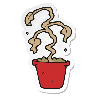 bir çizgi film ölü houseplant etiket