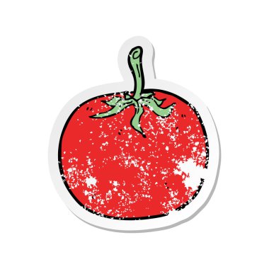 bir çizgi film domates Retro sıkıntılı etiket