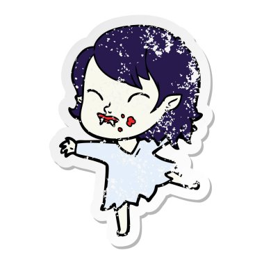 bir çizgi film vampir kızın kanlı yanak sıkıntılı etiket