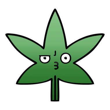 Degrade gölgeli karikatür marihuana yaprağı