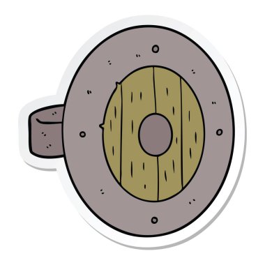 bir viking kalkanın çizgi film etiketi