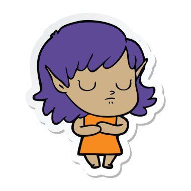 bir çizgi film elf Girl etiketi