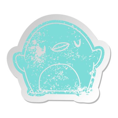sıkıntılı eski etiket kawaii bir sevimli penguen