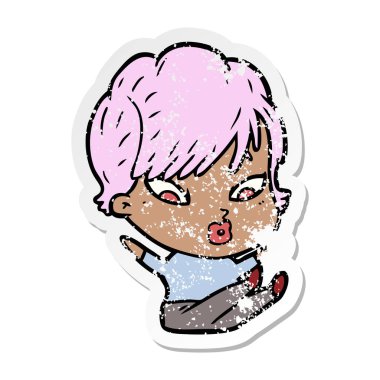 bir çizgi film kadının sıkıntılı etiket