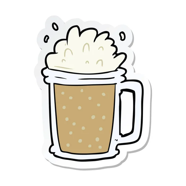 Pegatina de una cerveza de dibujos animados — Vector de stock