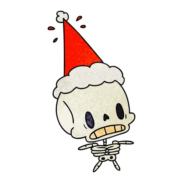 Kerst getextureerde cartoon van kawaii skelet — Stockvector