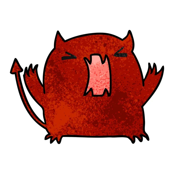 Texturizado Desenho Animado Ilustração Bonito Kawaii Diabo — Vetor de Stock