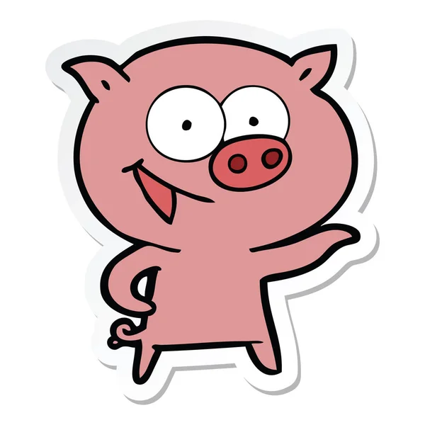 Aufkleber einer fröhlichen Schwein-Karikatur — Stockvektor