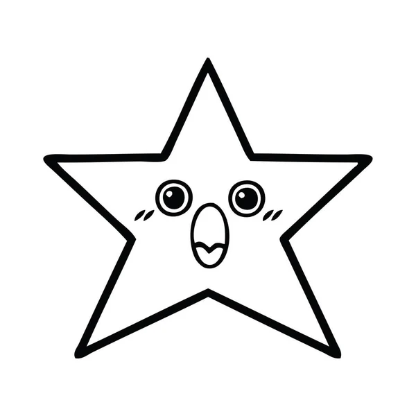 Dessin en ligne étoile d'or dessin animé — Image vectorielle