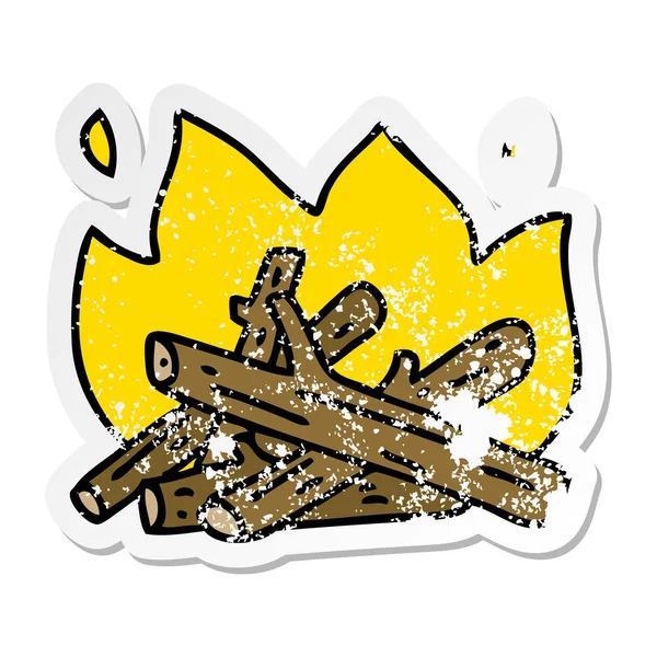 ilginç bir el sıkıntılı etiket çizgi film kamp ateşi çizilmiş