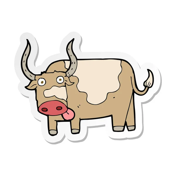 Sticker of a cartoon bull — Stock Vector