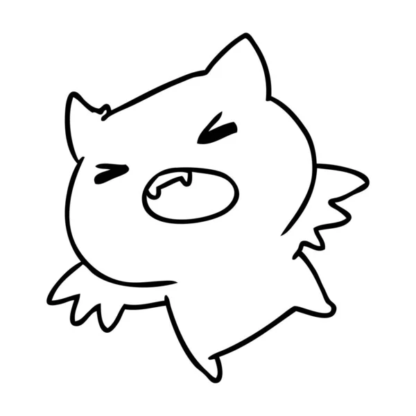 Dessin au trait d'une chauve-souris mignonne kawaii — Image vectorielle