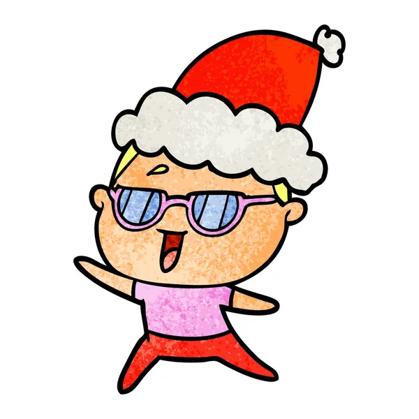 サンを着て眼鏡を身に着けている幸せな女のテクスチャの漫画 — ストックベクタ