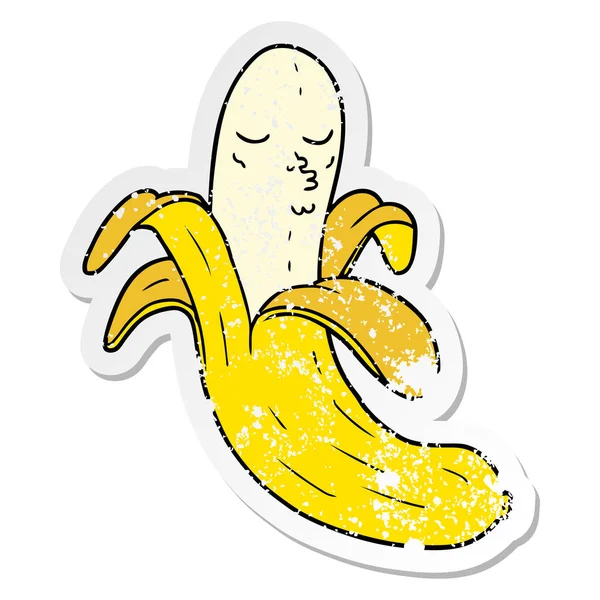 Мучительная Наклейка Мультфильма Лучшего Качества Органический Банан — стоковый вектор