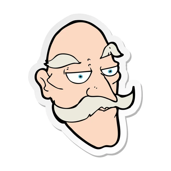 Nálepka Kreslený Obličej Starý Muž — Stockový vektor