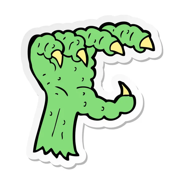 Sticker of a cartoon monster claw — Stock Vector