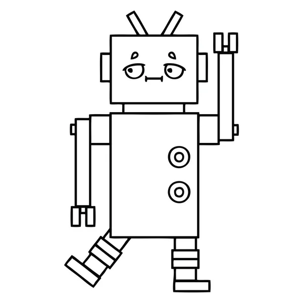 Dibujo Línea Dibujos Animados Robot — Vector de stock