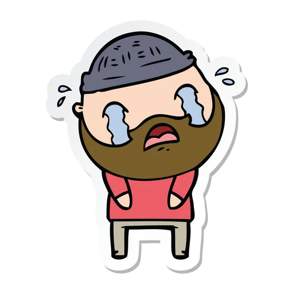 一个卡通胡子男子哭的贴纸 — 图库矢量图片