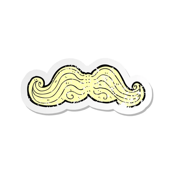 Etiqueta Angustiada Retro Bigode Desenho Animado — Vetor de Stock