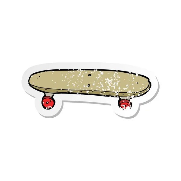 Pegatina retro angustiado de un skate de dibujos animados — Vector de stock