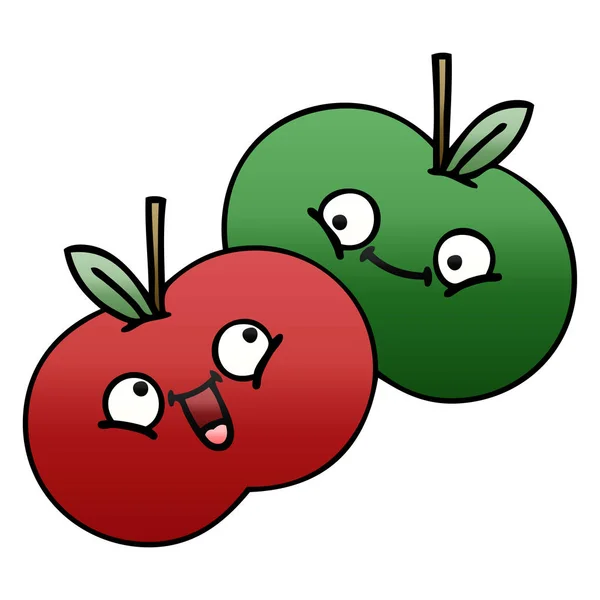 Gefälle schattiert Karikatur saftigen Apfel — Stockvektor