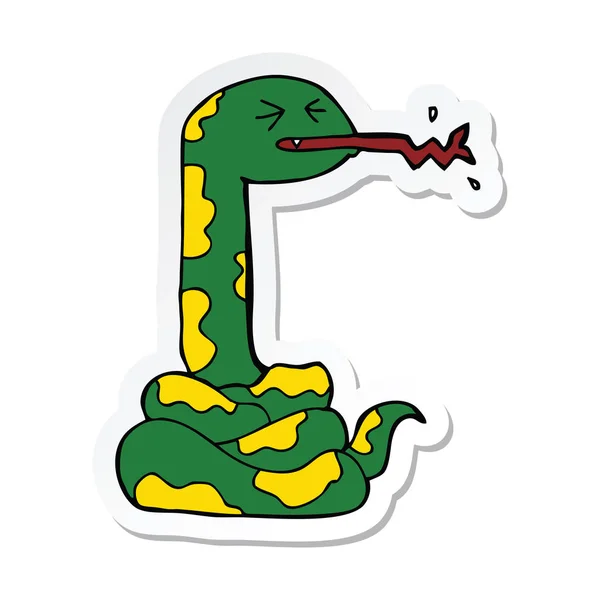 Sticker Cartoon Hissing Snake — Stock Vector