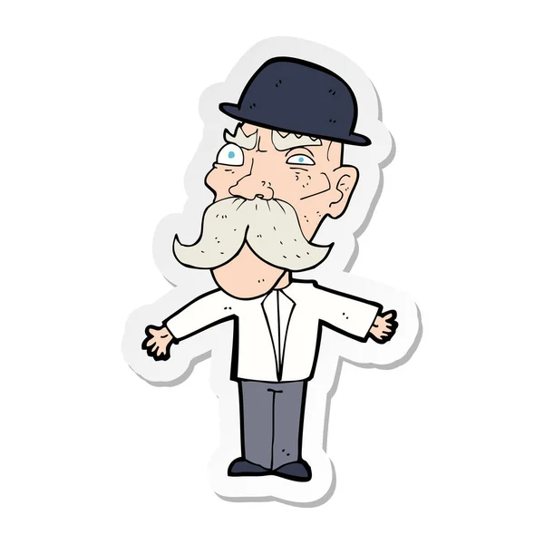 Sticker van een cartoon boze oude man — Stockvector