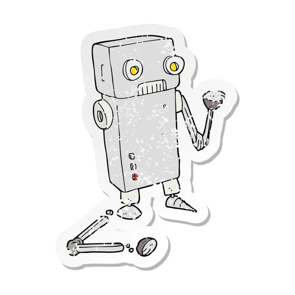 Ретро-стикер сломанного робота — стоковый вектор